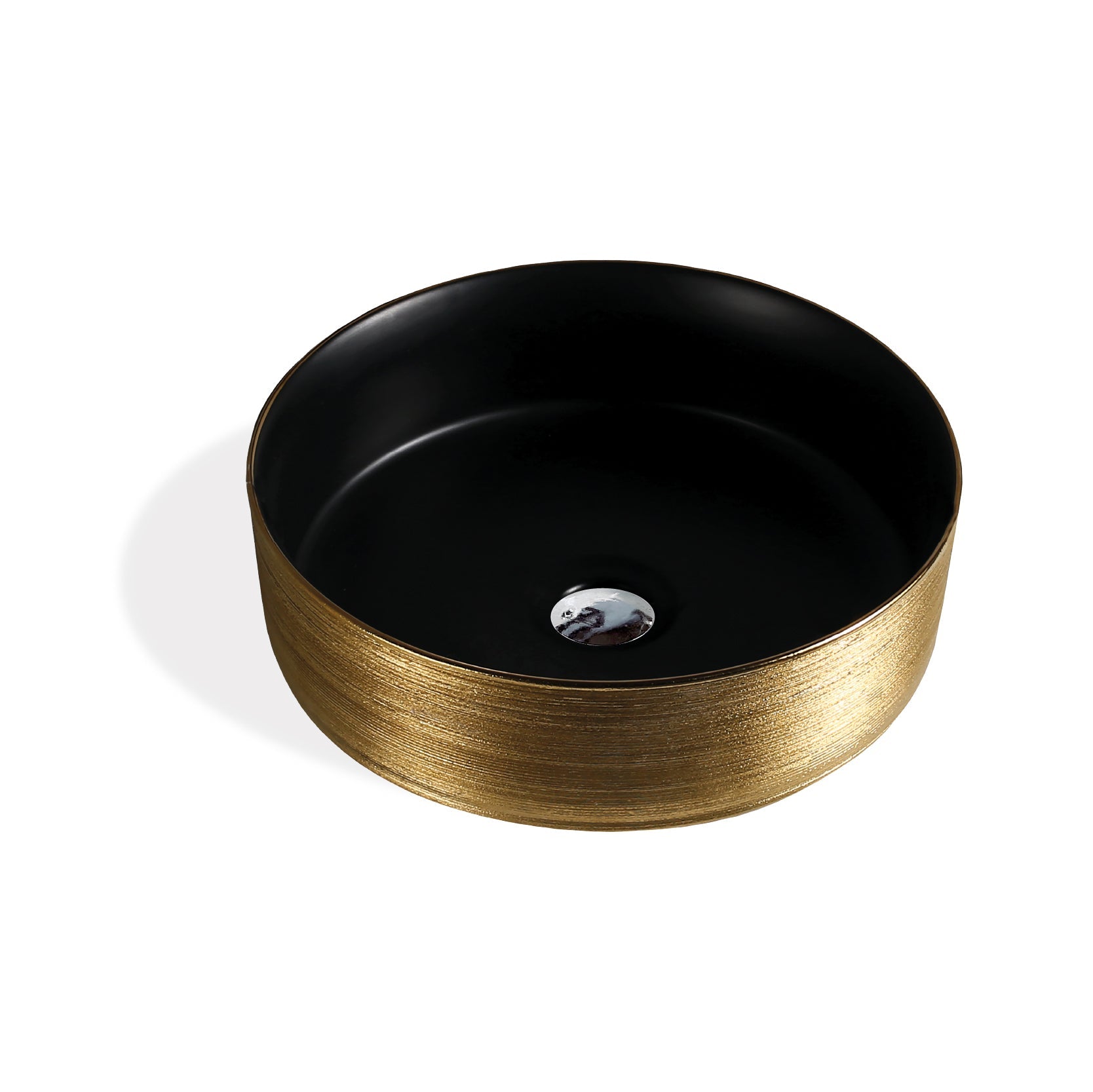 Bowl Loza (223) Mod. Circular Dorado Con Negro 36.5X36.5X12 Fratelli